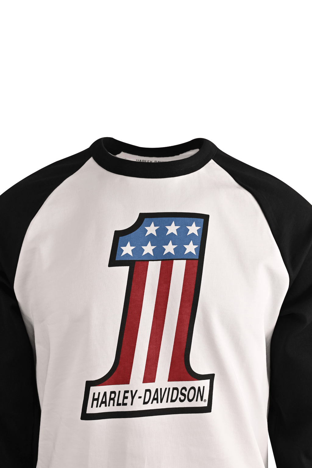 HD Branded Men's T-Shirt Black #1 Race Raglan Graphic Long Sleeve (S27)