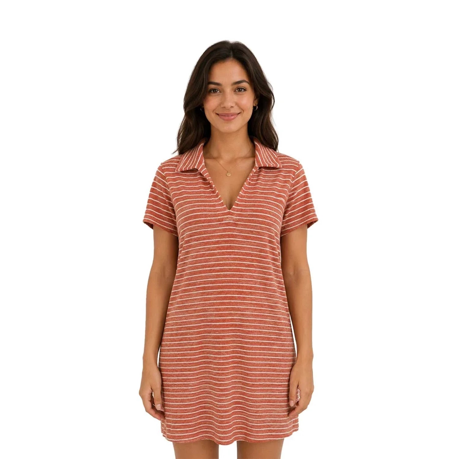 Tommy Bahama Women's Peach Gelato Stripe Dress Suncoast Loop Terry Polo (S05)