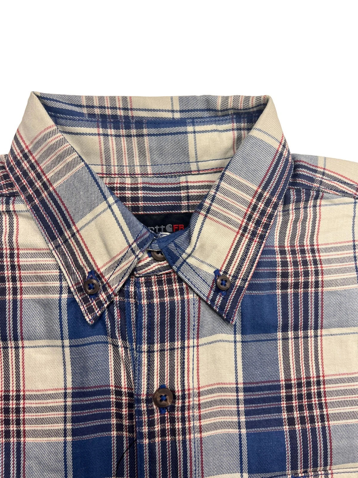 Carhartt FR Men’s Blue & White Plaid Shirt Rugged Flex Workwear L/S CAT 2 (S373)