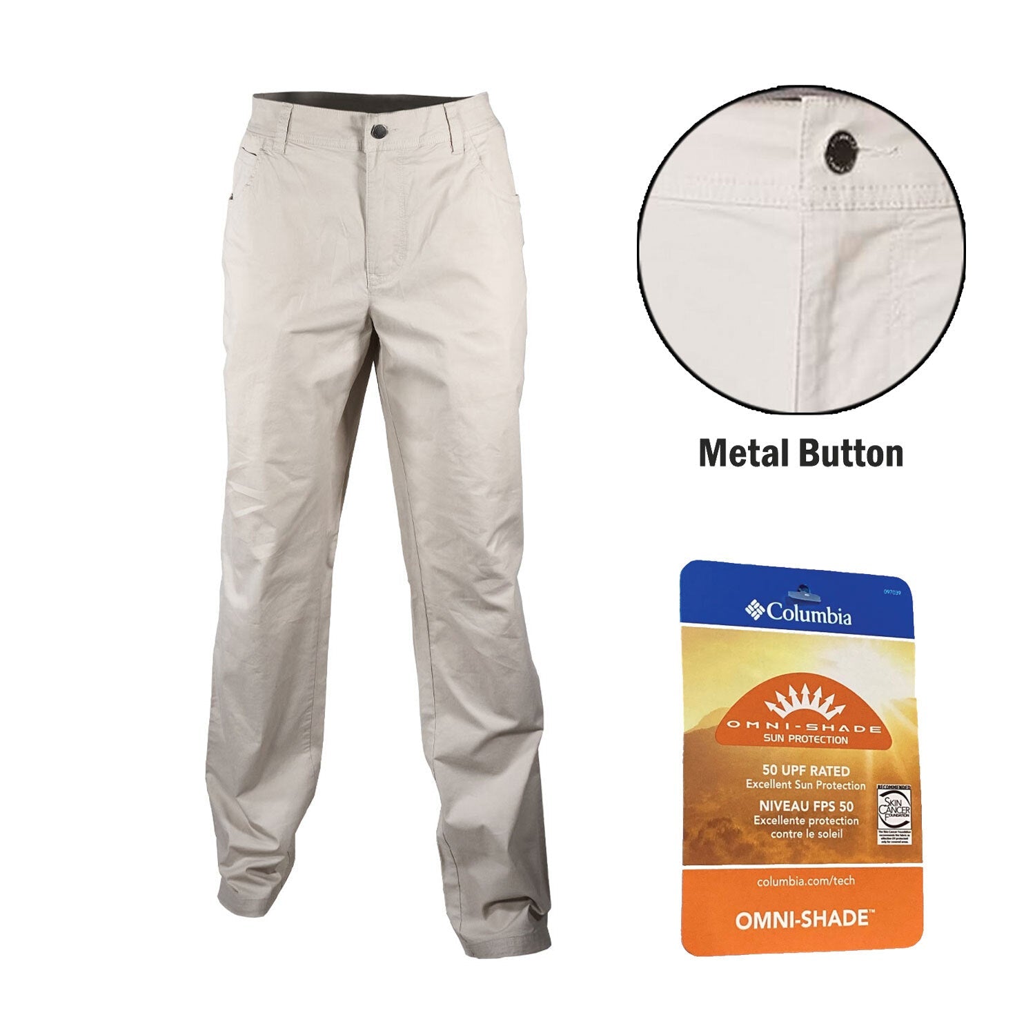 Columbia Men's Dark Stone Pant Rapid Rivers Straight Leg Regular Fit (278)