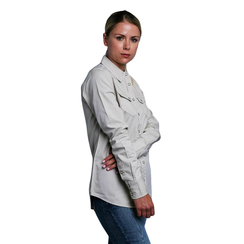 HD Branded Women's Beige 1903 L/S Woven Shirt (S17)