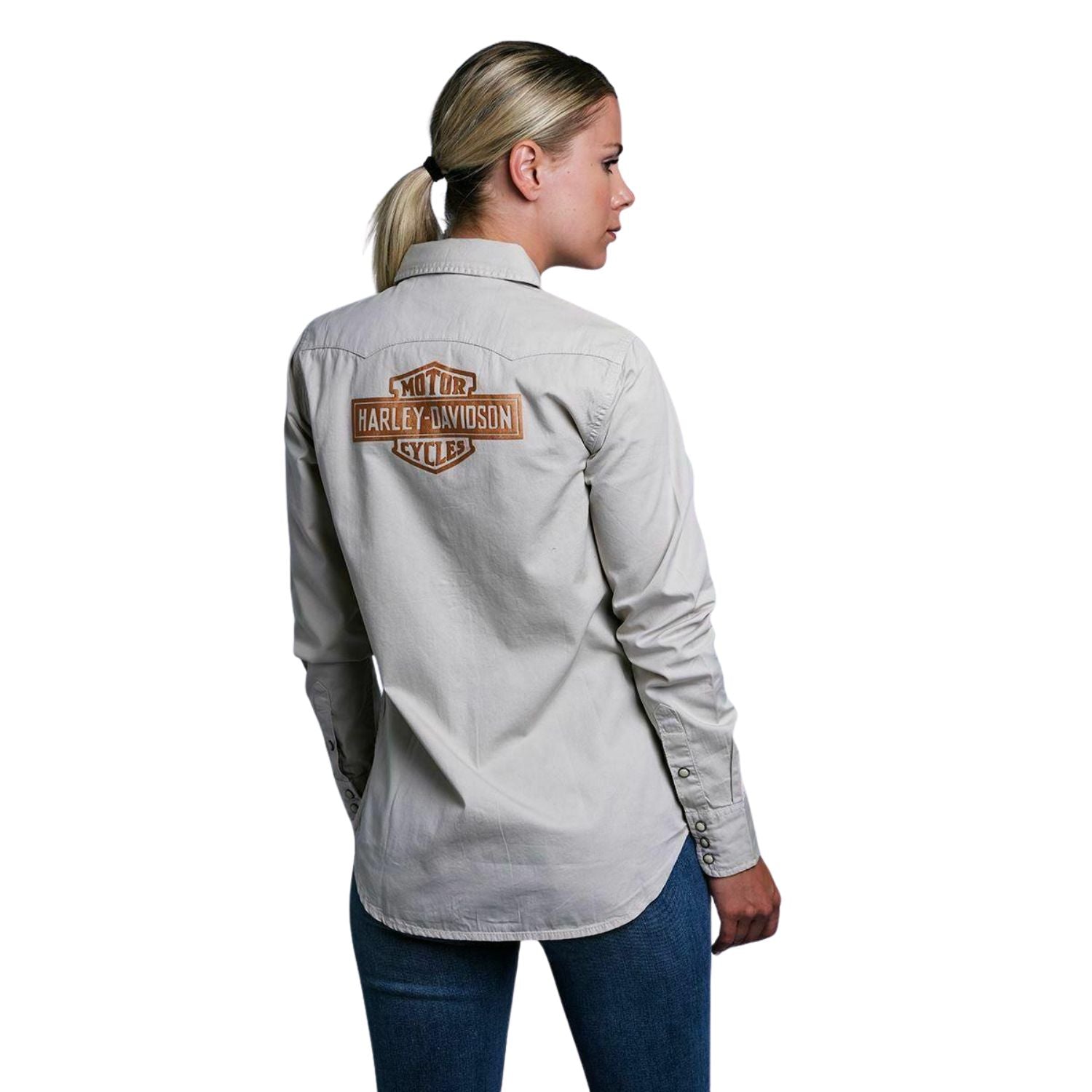 HD Branded Women's Beige 1903 L/S Woven Shirt (S17)