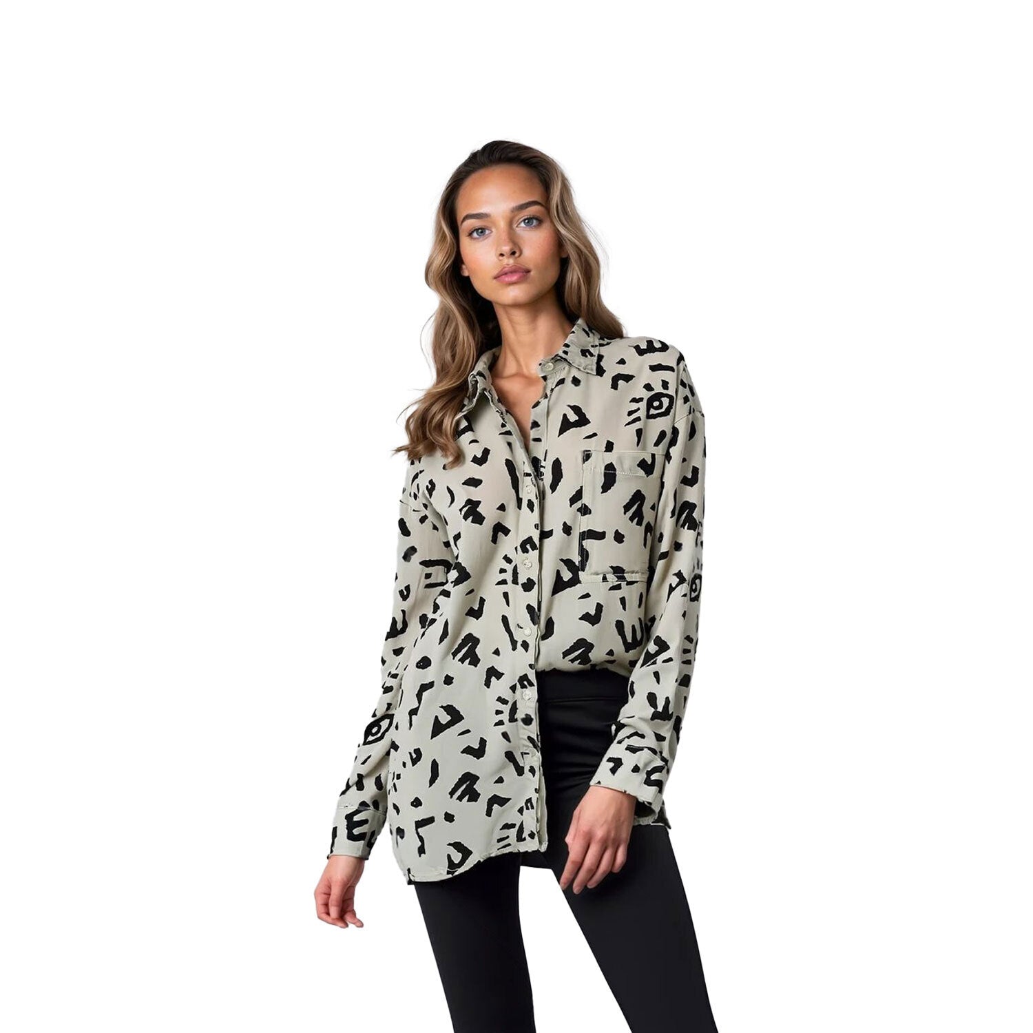 Rip Curl Women's Off White Shirt The Search All Over Yardage Print L/S (S02)