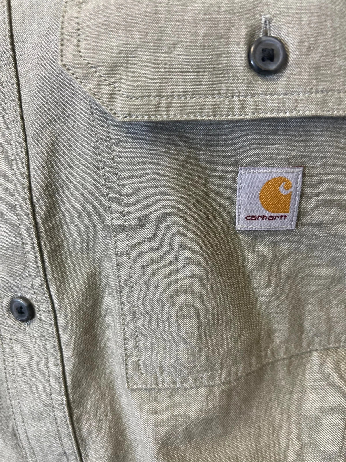 Carhartt Men's Dusty Olive Chambray Shirt Loose Fit Midweight S/S (354)