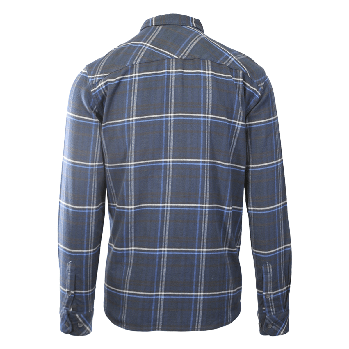 O'Neill Men's Navy Shirt Redmond Plaid Stretch Flannel White Lined L/S (S23)