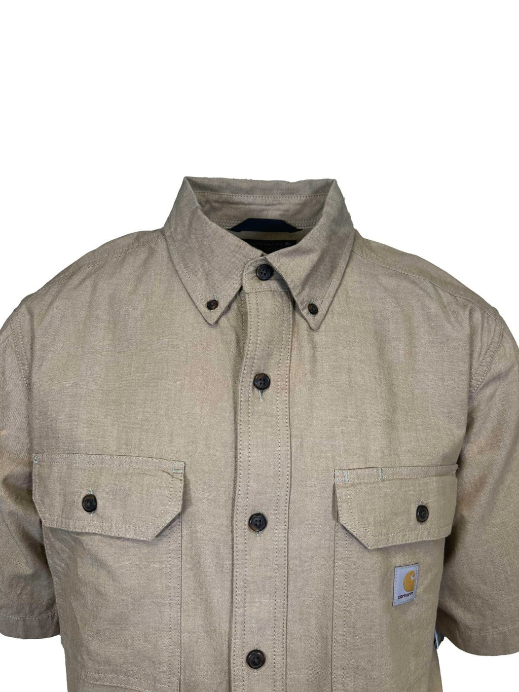 Carhartt Men's Dark Tan Chambray Shirt Loose Fit Medium Weight S/S (353)