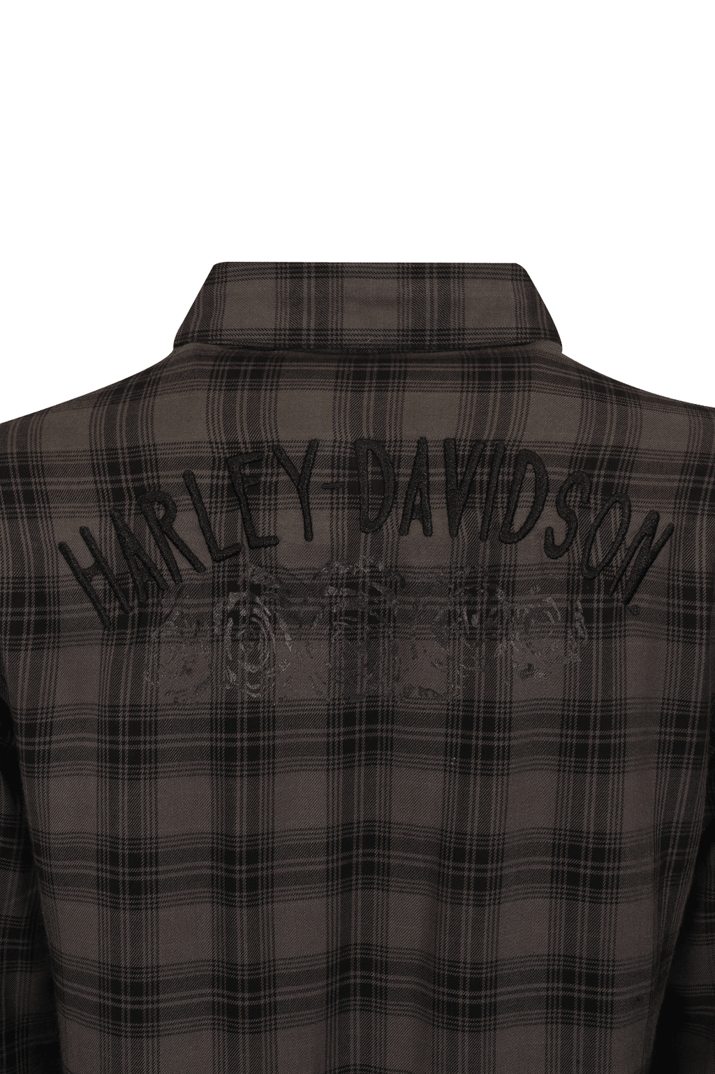 HD Branded Women's Shirt Black Grey Plaid Rose L/S Woven (S18)
