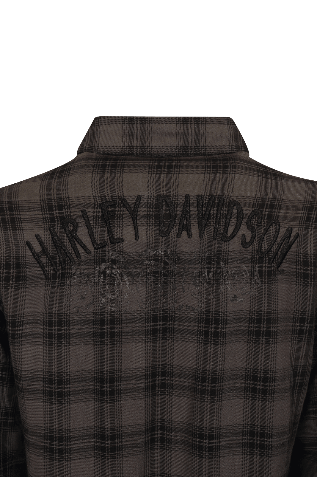 HD Branded Women's Shirt Black Grey Plaid Rose L/S Woven (S18)