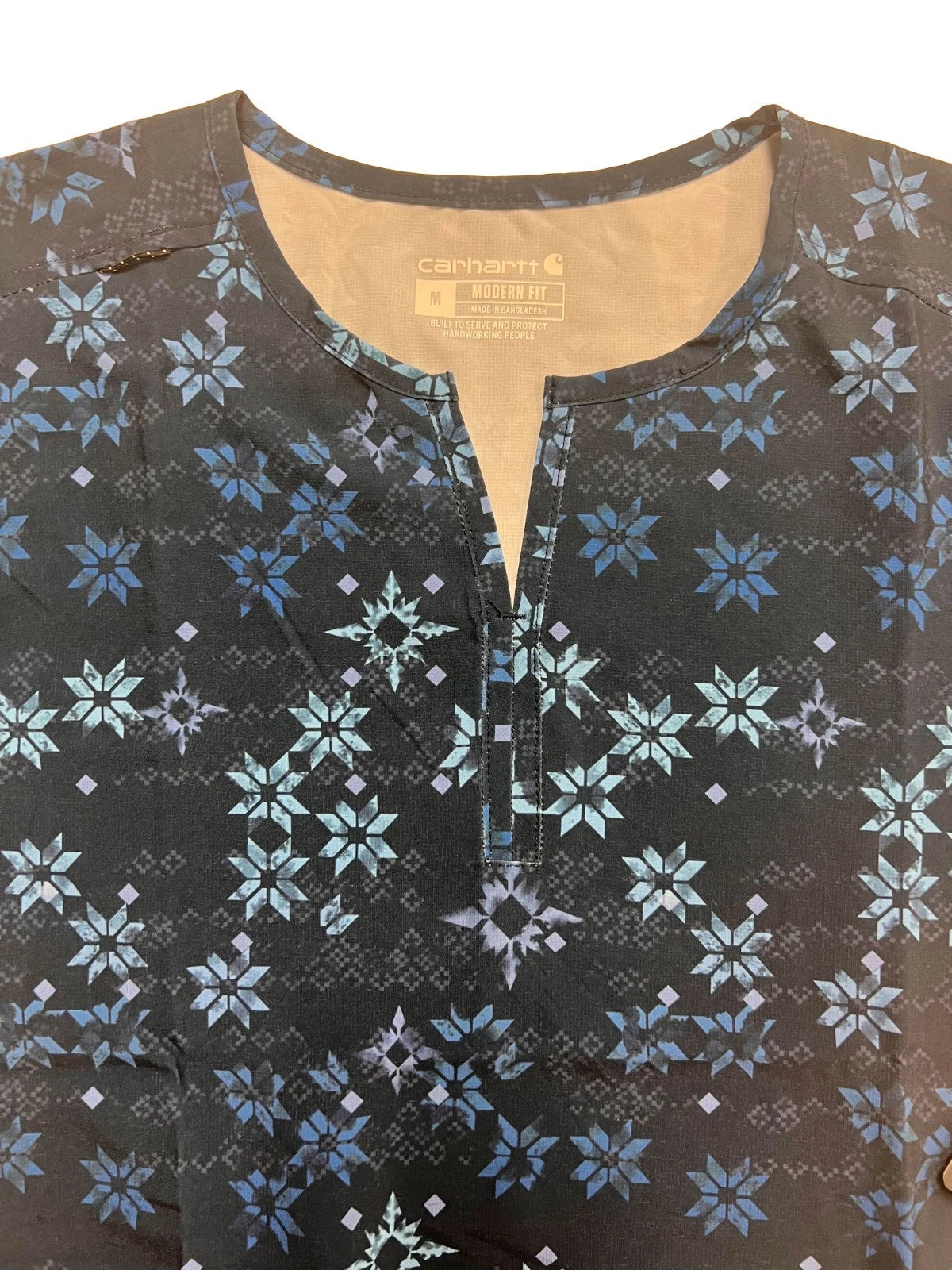 Carhartt Women's Winter Quilt Navy Scrub - Notch Neck Print Top (S48)