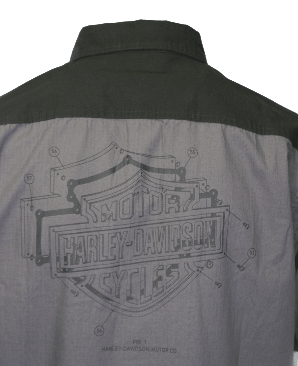 HD Branded Men's Shirt Blackened Pearl Colorblocked Bar & Shield S/S (S56)
