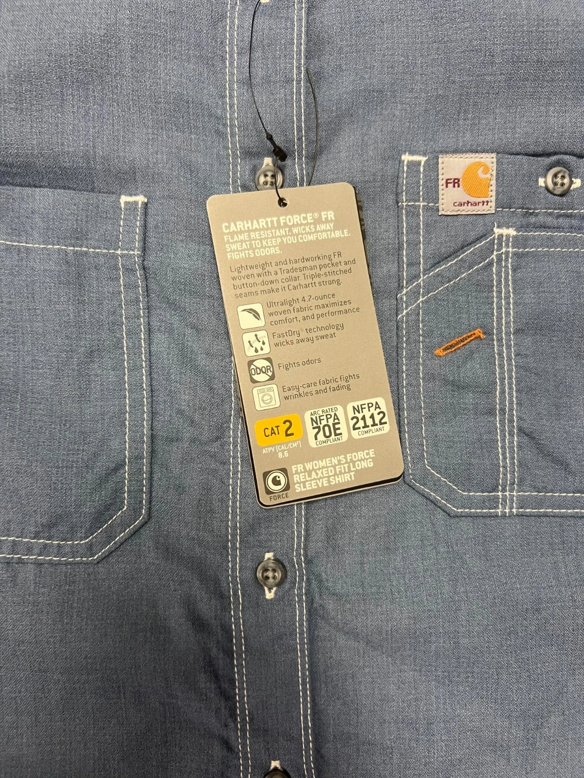 Carhartt FR Women's Steel Blue Shirt Flame Resistant Long Sleeve (S01)