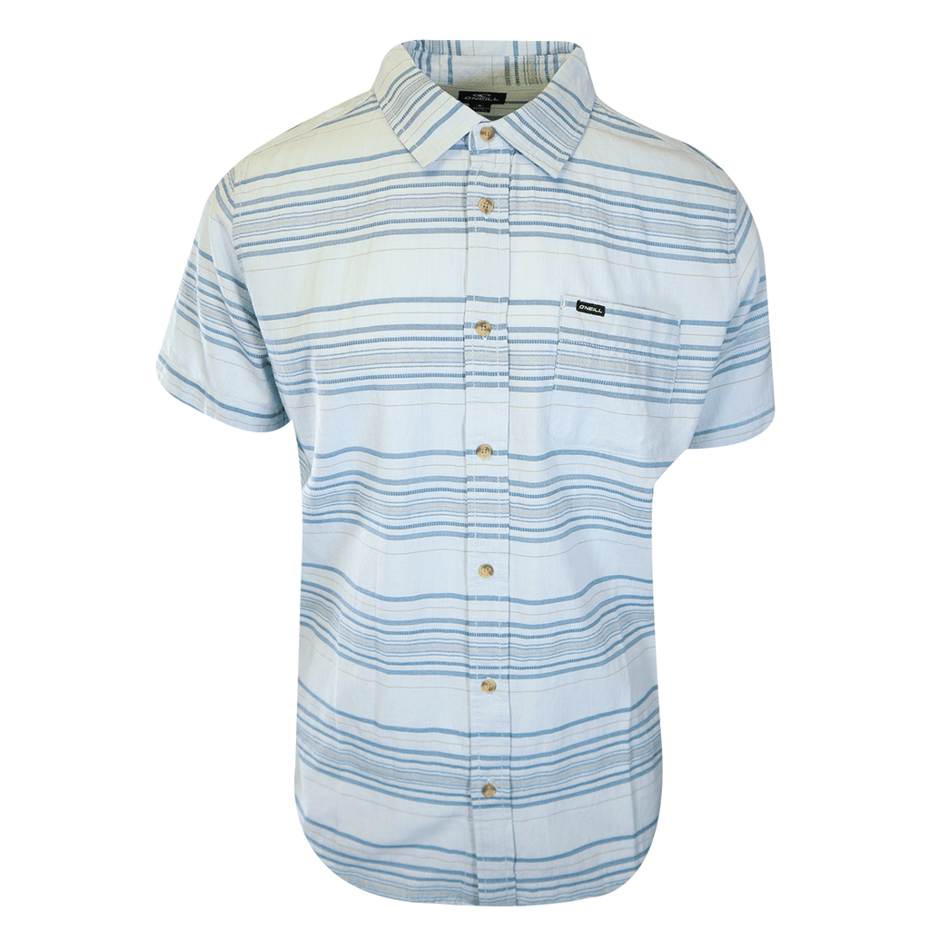 O'Neill Men's Shirt Blue Seafaring Orange Line Stripe Pocket S/S (S11)