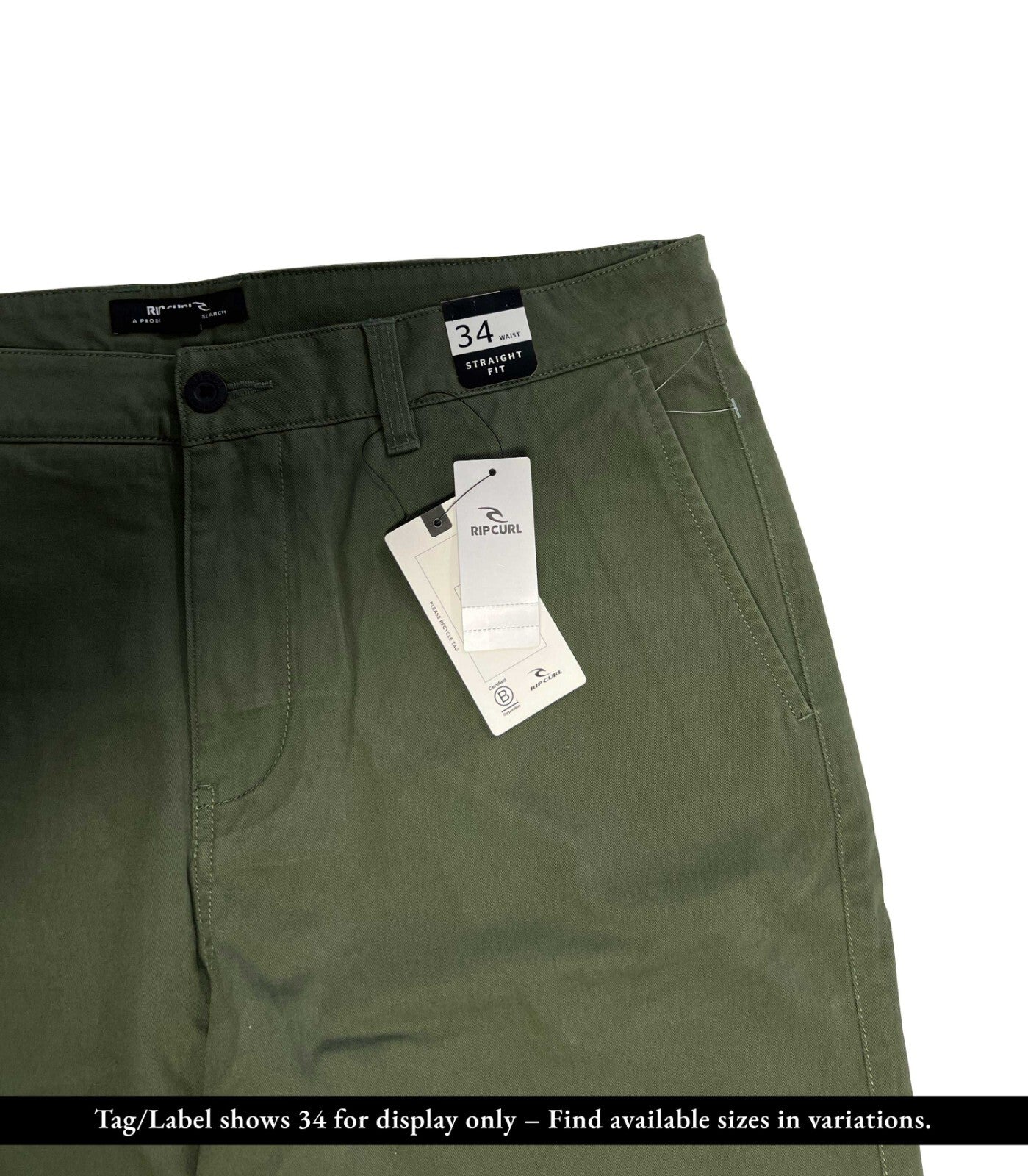 Rip Curl Men's Black - Dark Olive Pant Classic Surf Chino Stretch (S01), (S02)