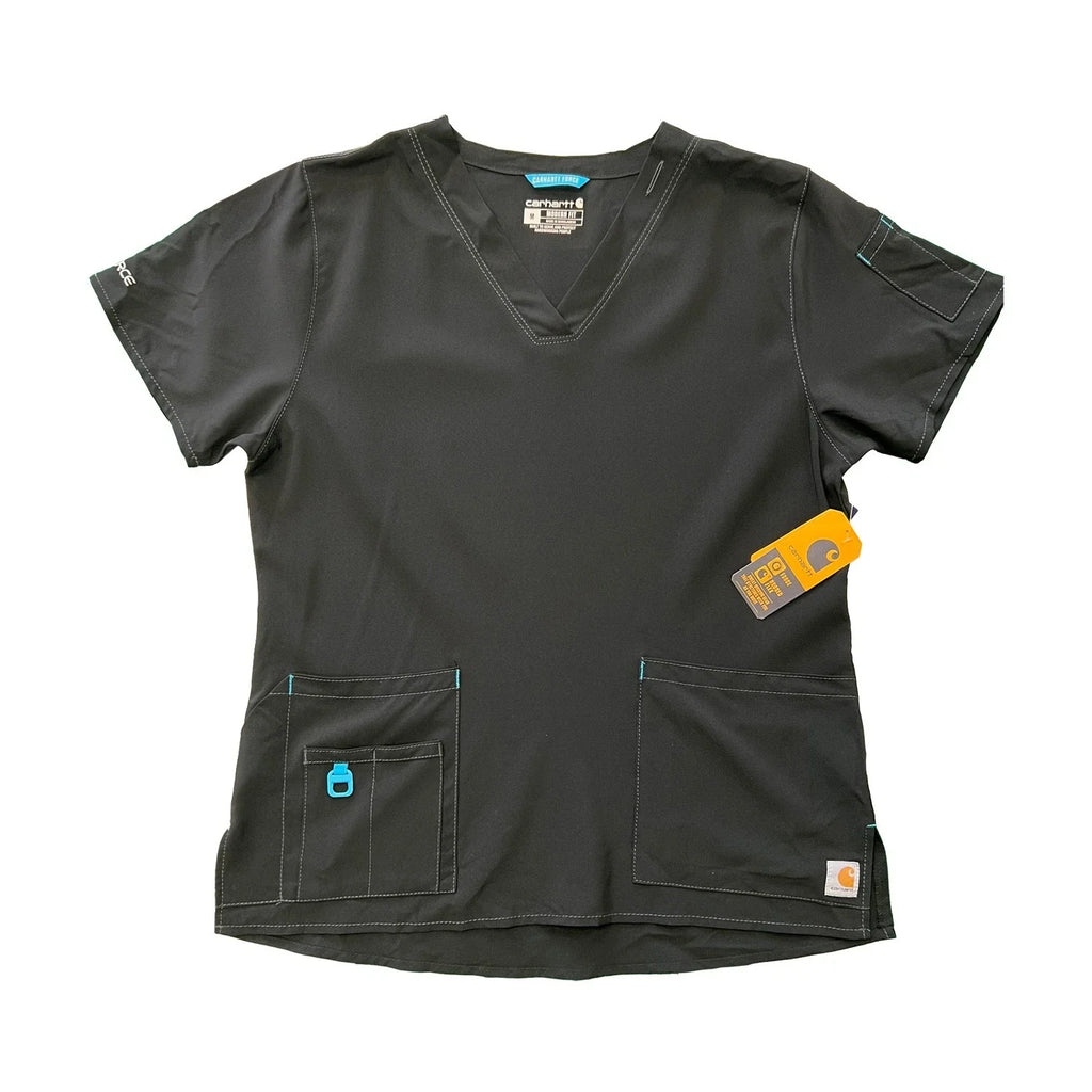 Carhartt Women's Scrub Force Pocket Rugged Flex V-Neck Solid Top D Ring (M03)