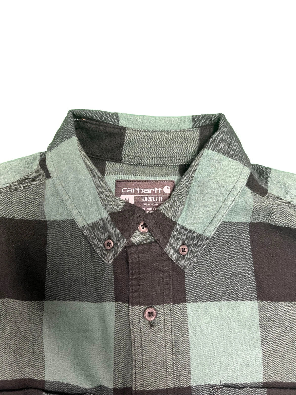 Carhartt Men's Slate Green Plaid Shirt Relaxed Fit Flannel L/S (S360)