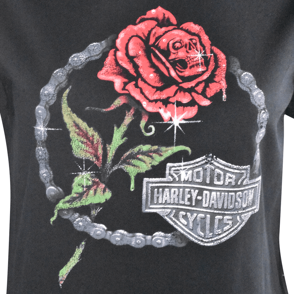 HD Branded Women's T-Shirt Forever Moto Club Rose Thorn Short Sleeve (S05)