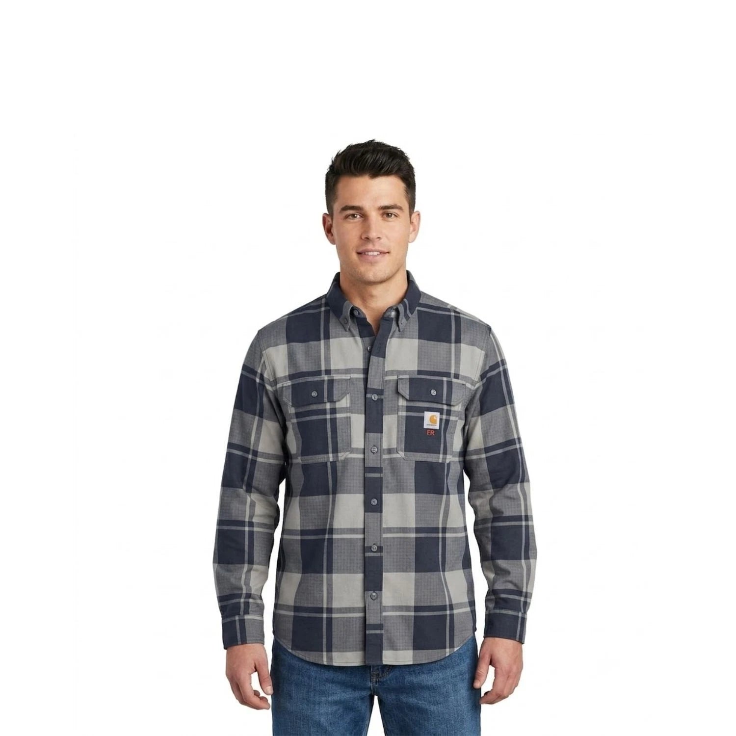 Carhartt FR Men's Grey Shirt Rugged Flex Original Fit Plaid L/S (S367)