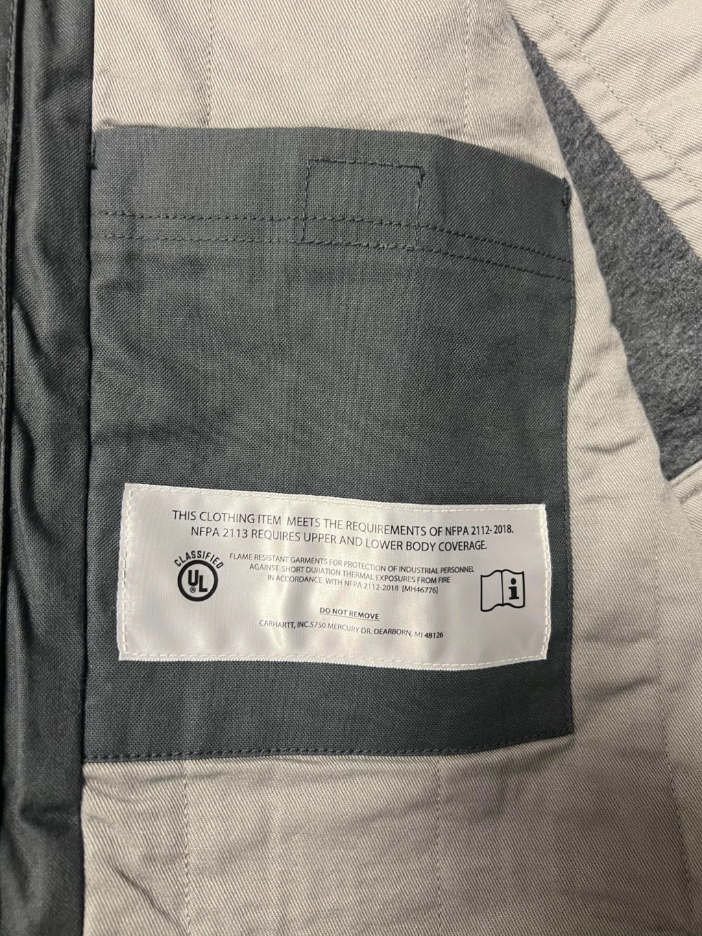 Carhartt FR Men's Grey Coat Flame Resistant Full Swing Quick Duck Jacket (S56)