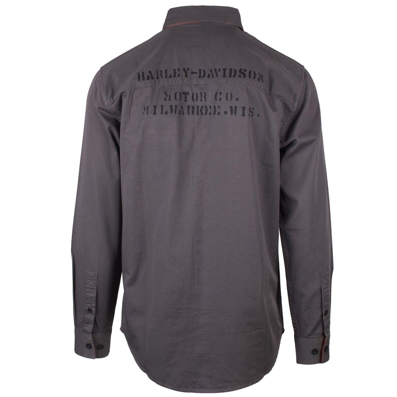 HD Branded Men's Steel Blue Stencil L/S Woven Shirt (S46)