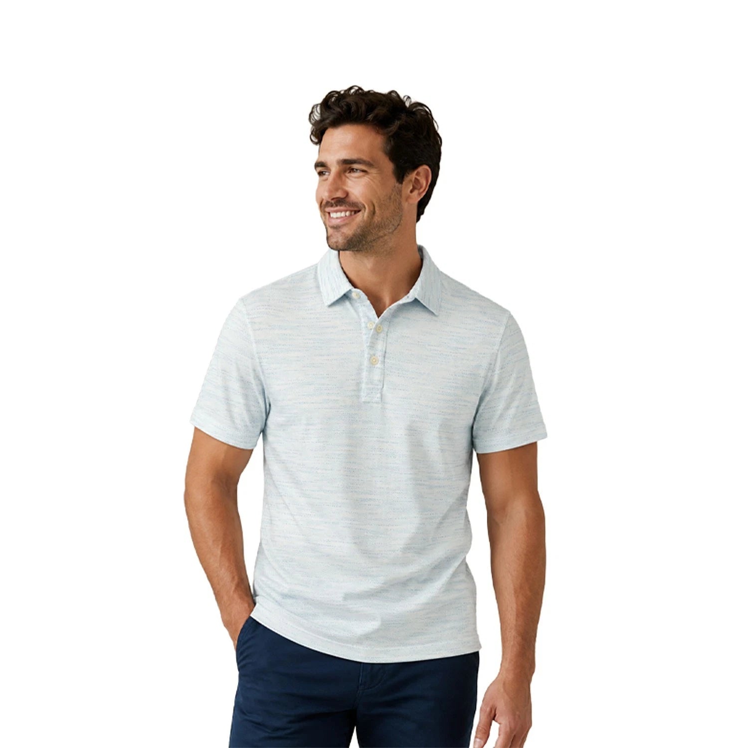 Tommy Bahama Men's Air Blue T-Shirt Ocean Sails Knit Polo 3 Buttons S/S (S62)