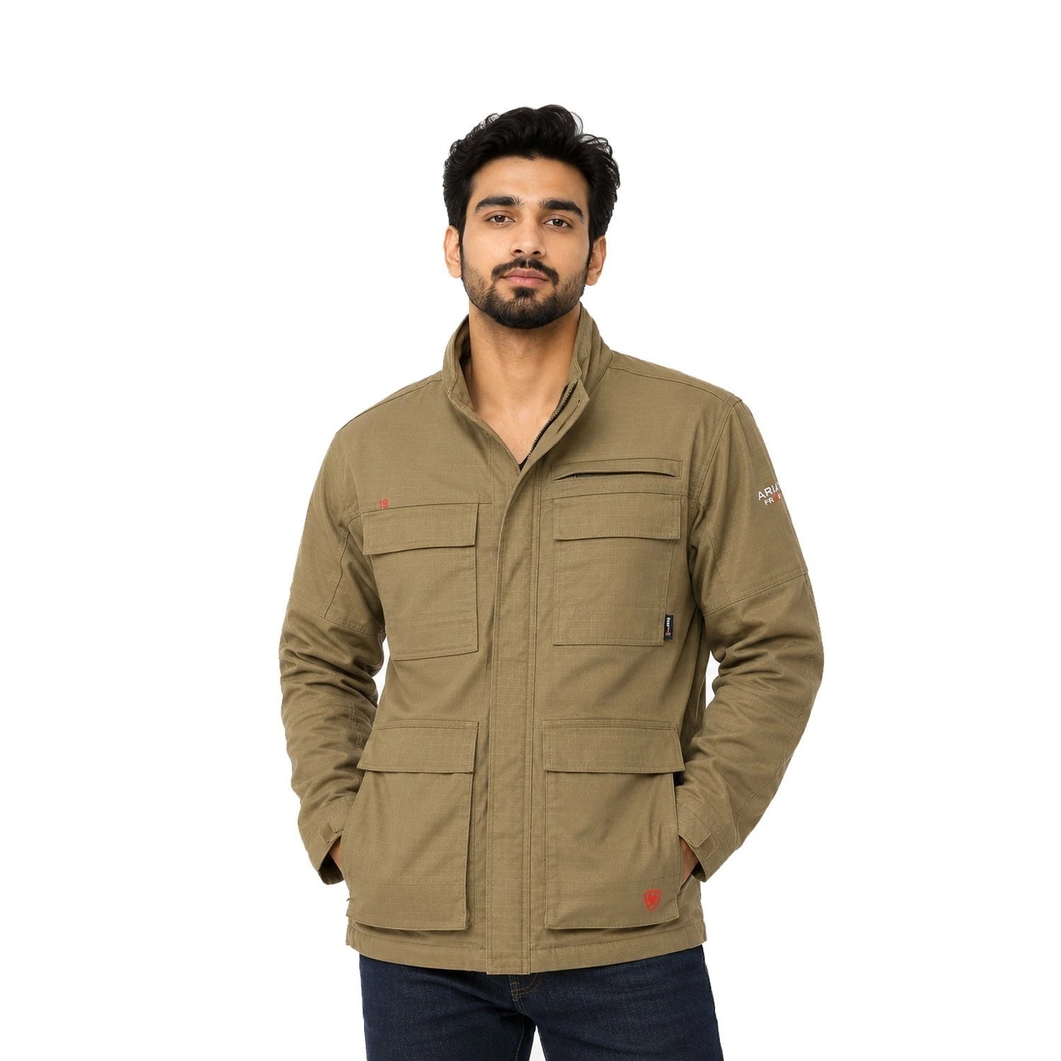Ariat FR Men's Khaki Jacket Canvas Stretch Long Sleeve (S64)