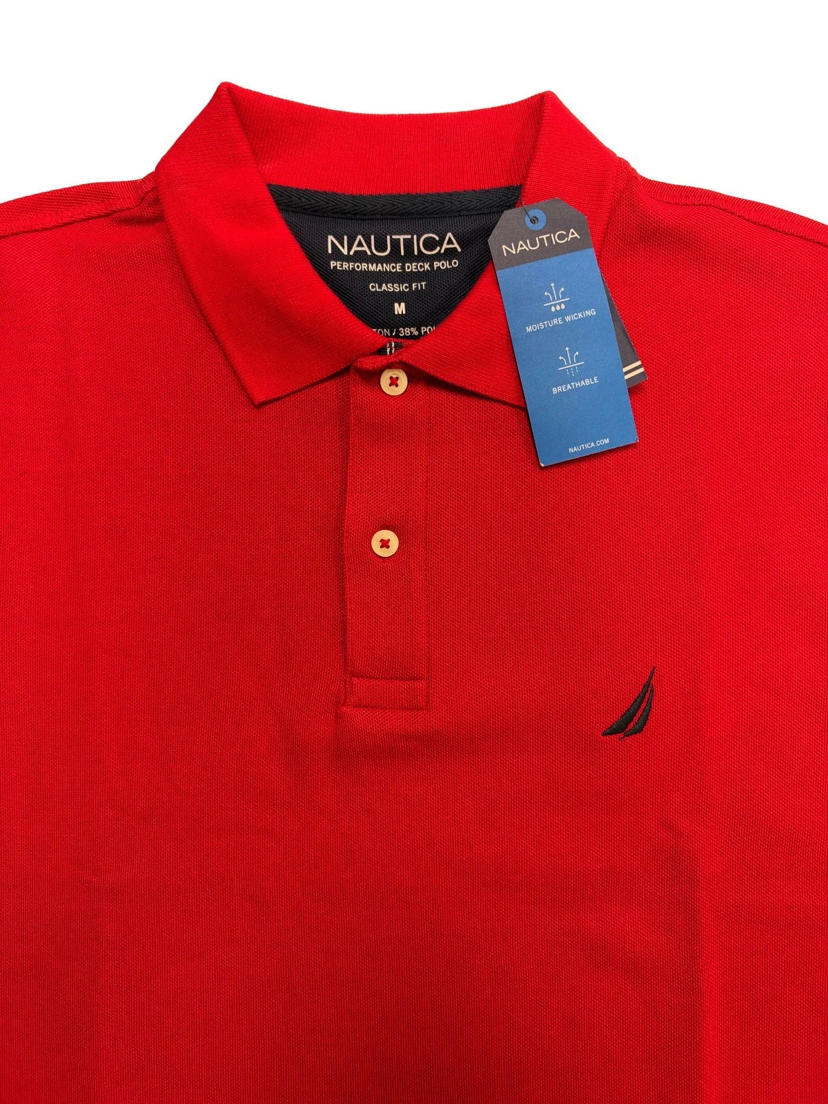 Nautica Men's Red T-Shirt - Solid Deck Polo Tee S/S (S22)