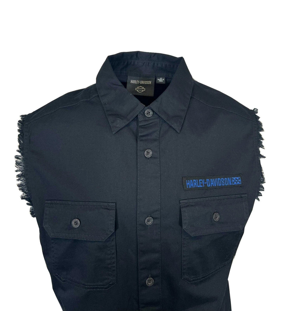 HD Branded  Men's Black Vest Racing Logo Patch Sleeveless Shirt (S69)