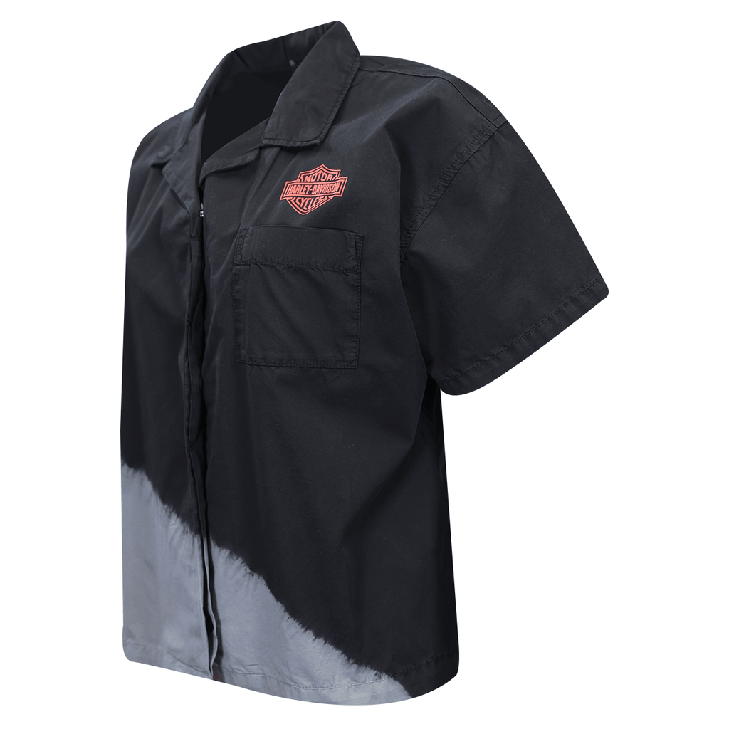 HD Branded Women's Black Diagonal Paint S/S Woven Shirt (S02)