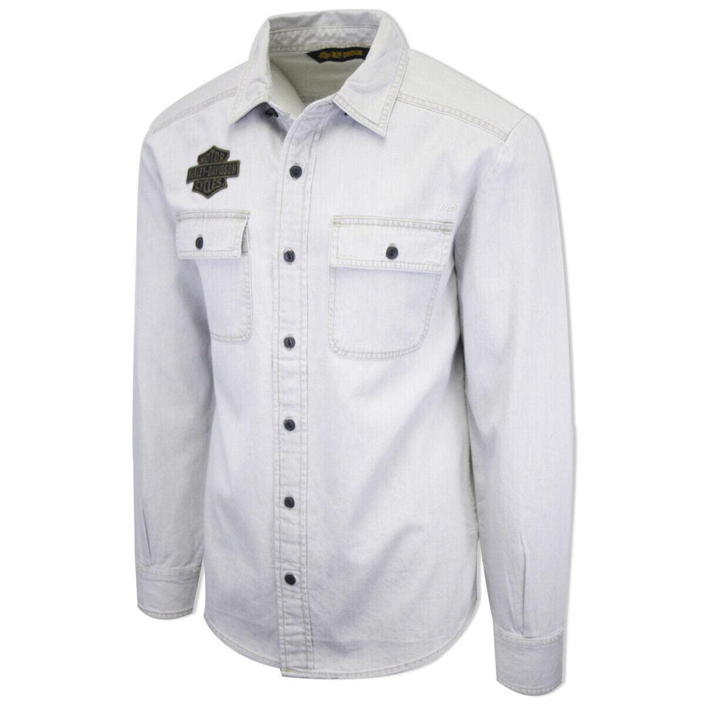 HD Branded Men's Light Grey Denim L/S Woven Shirt (101)