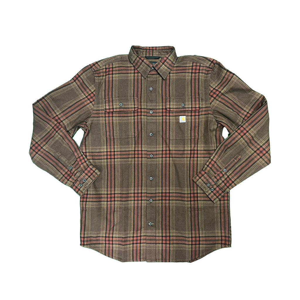 Carhartt Men's Mocha Shirt Heavy Weight Flannel Button-Down L/S (S355)