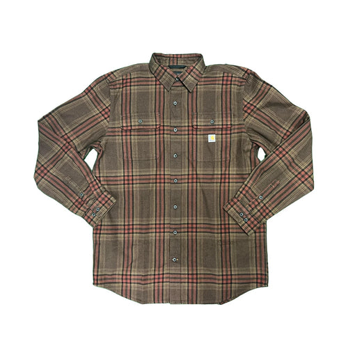 Carhartt Men's Mocha Shirt Heavy Weight Flannel Button-Down L/S (S355)