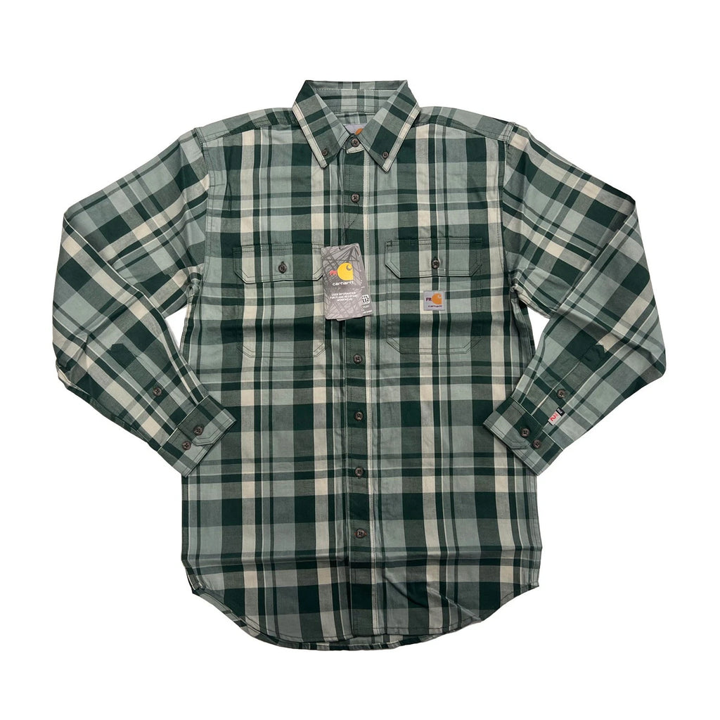 Carhartt FR Men's Dark Green Plaid Shirt -Rugged Flex Work Wear L/S CAT 2 (S374)