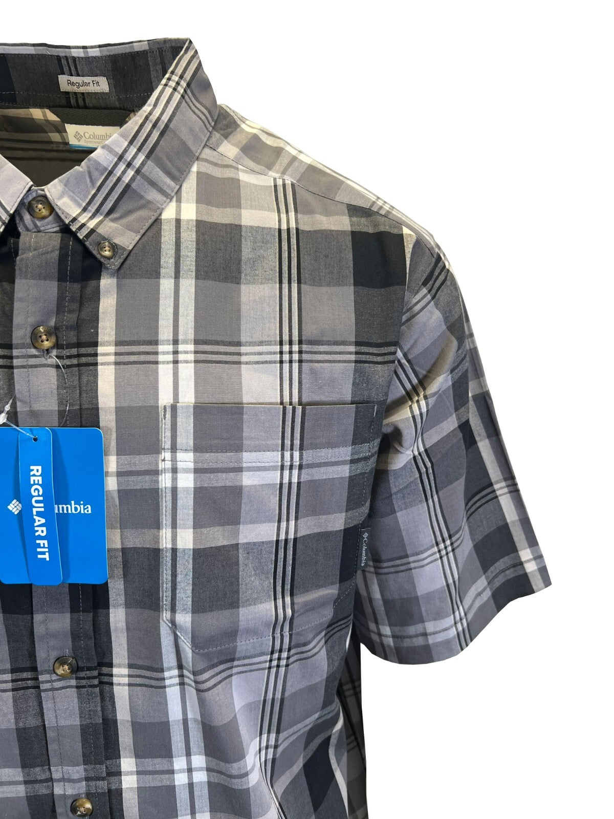 Columbia Men's Flint Grey Multi Plaid Rapid Rivers II S/S Shirt (026)