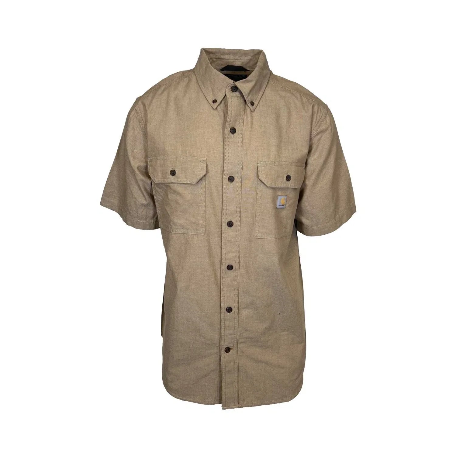 Carhartt Men's Dark Tan Chambray Shirt Loose Fit Medium Weight S/S (353)