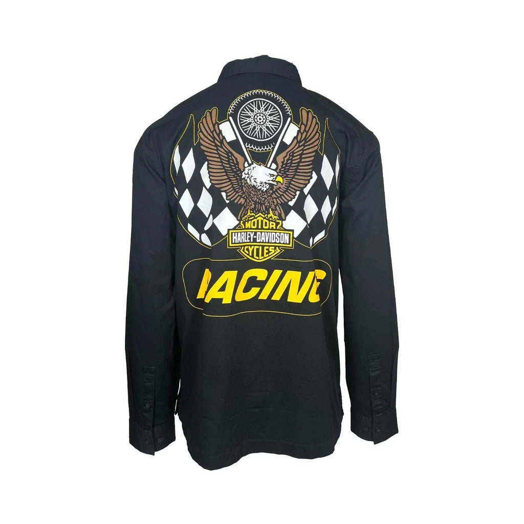 HD Branded  Men’s Black Shirt Trophy Eagle Racing Mechanic L/S (354)