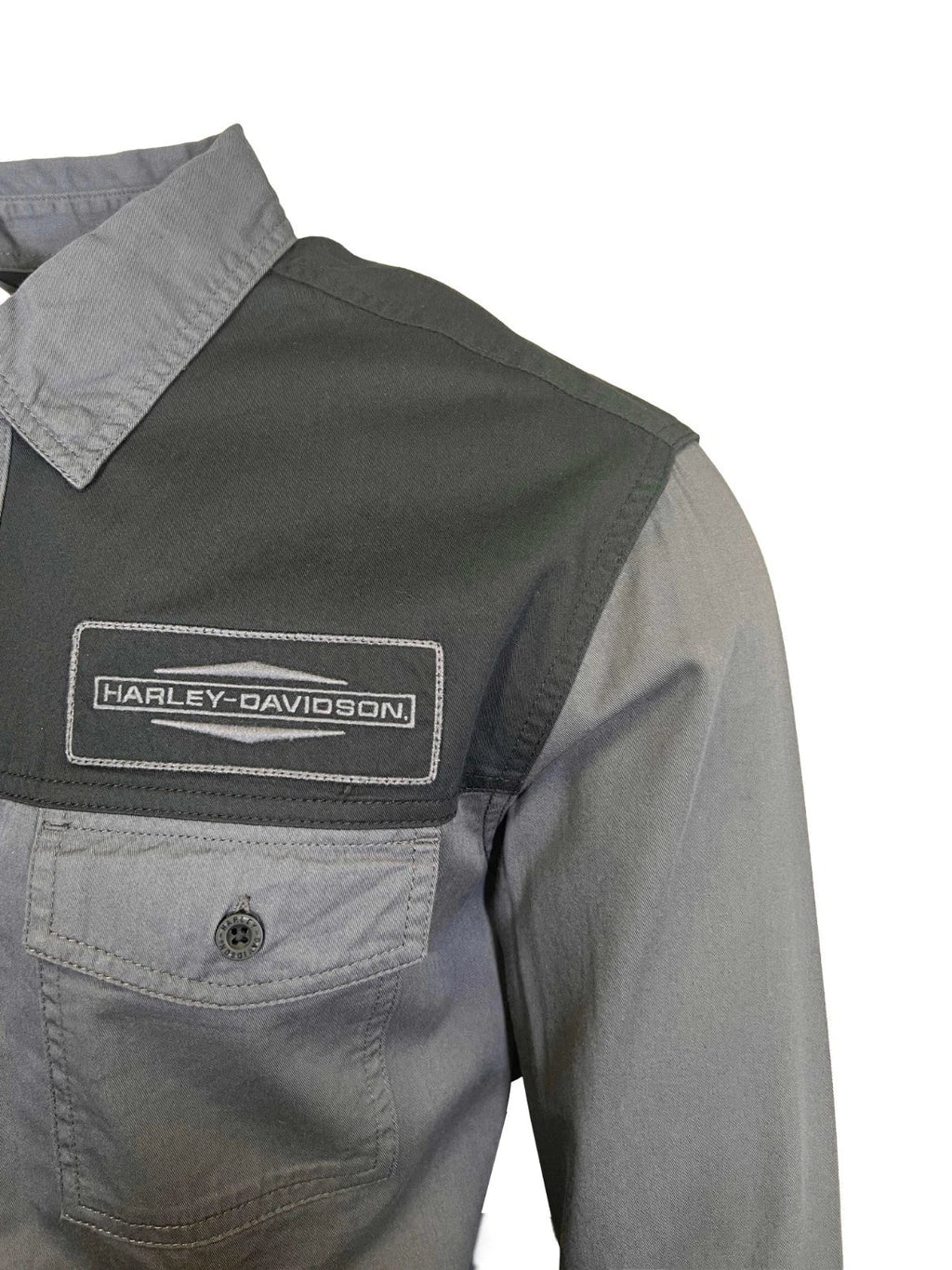 HD Branded Men's Black & Ombre Blue Shirt Stacked Bar & Shield L/S (352)