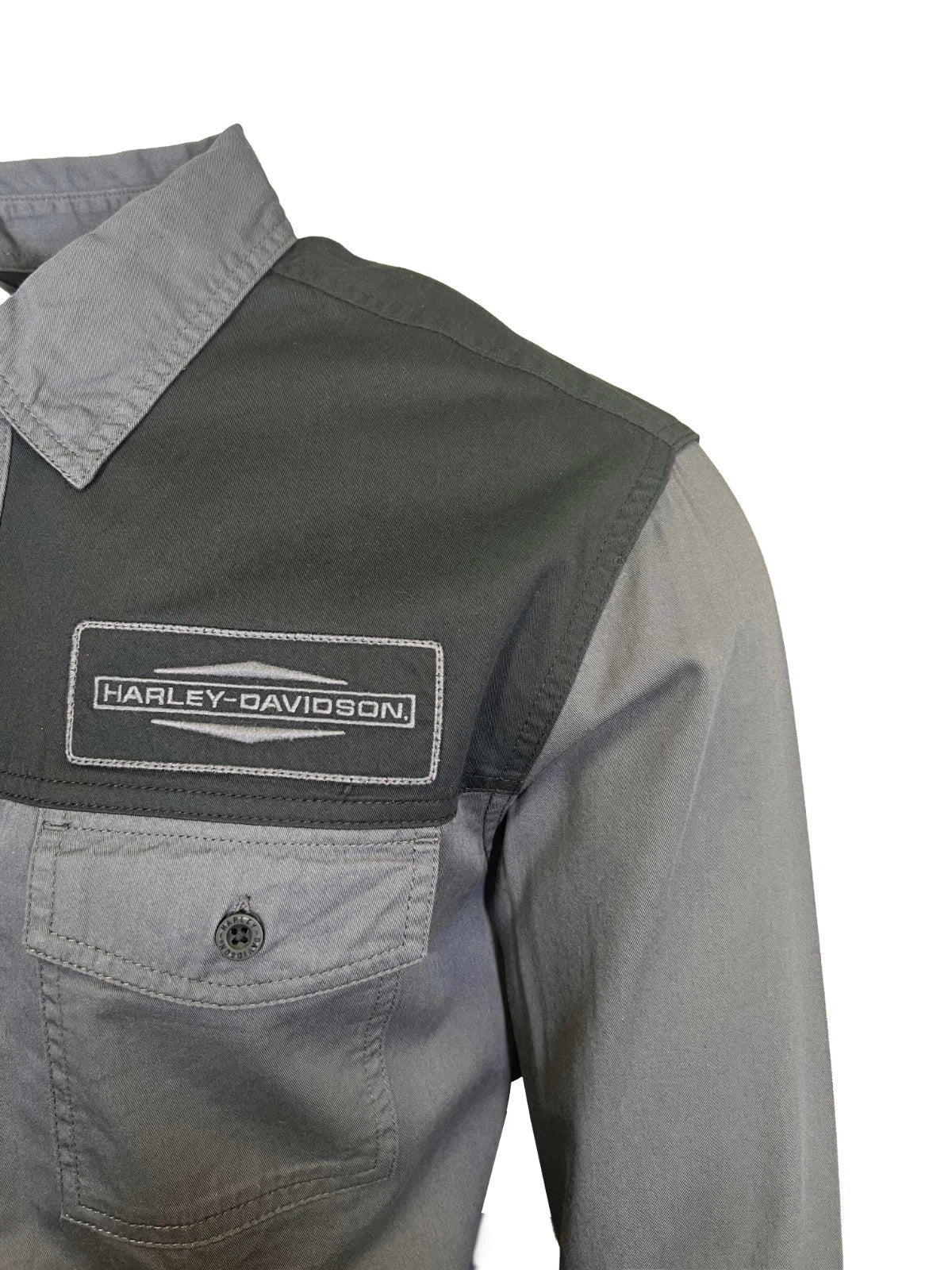 HD Branded Men's Black & Ombre Blue Shirt Stacked Bar & Shield L/S (352)