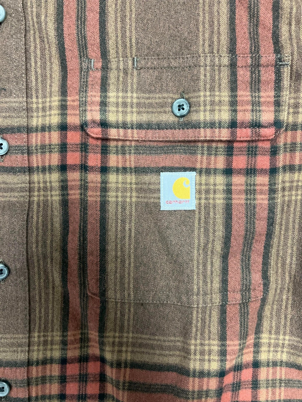 Carhartt Men's Mocha Shirt Heavy Weight Flannel Button-Down L/S (S355)