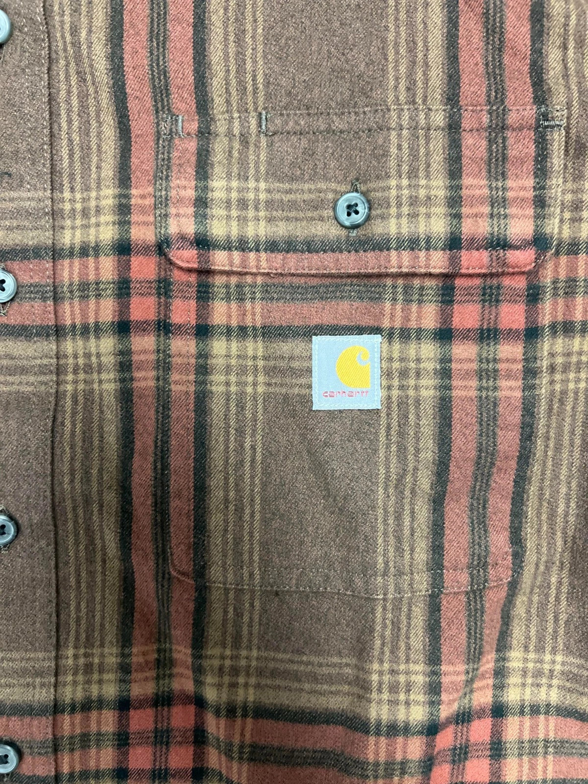 Carhartt Men's Mocha Shirt Heavy Weight Flannel Button-Down L/S (S355)