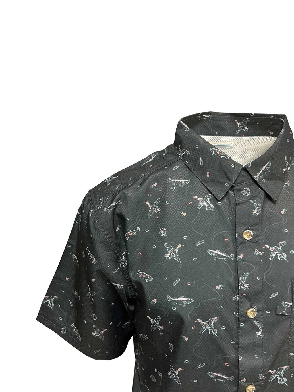 Columbia Men's Black Fish Hunt Shirt Super Slack Tide S/S (007)