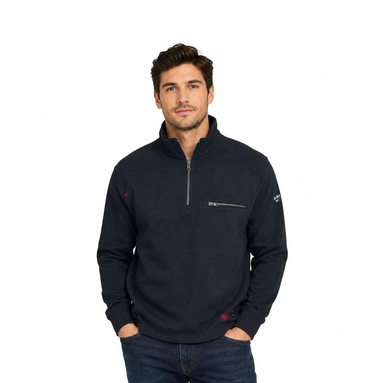 Ariat FR Men's Black Hoodie 1/4 Zip Pullover Sweatshirt (S73)