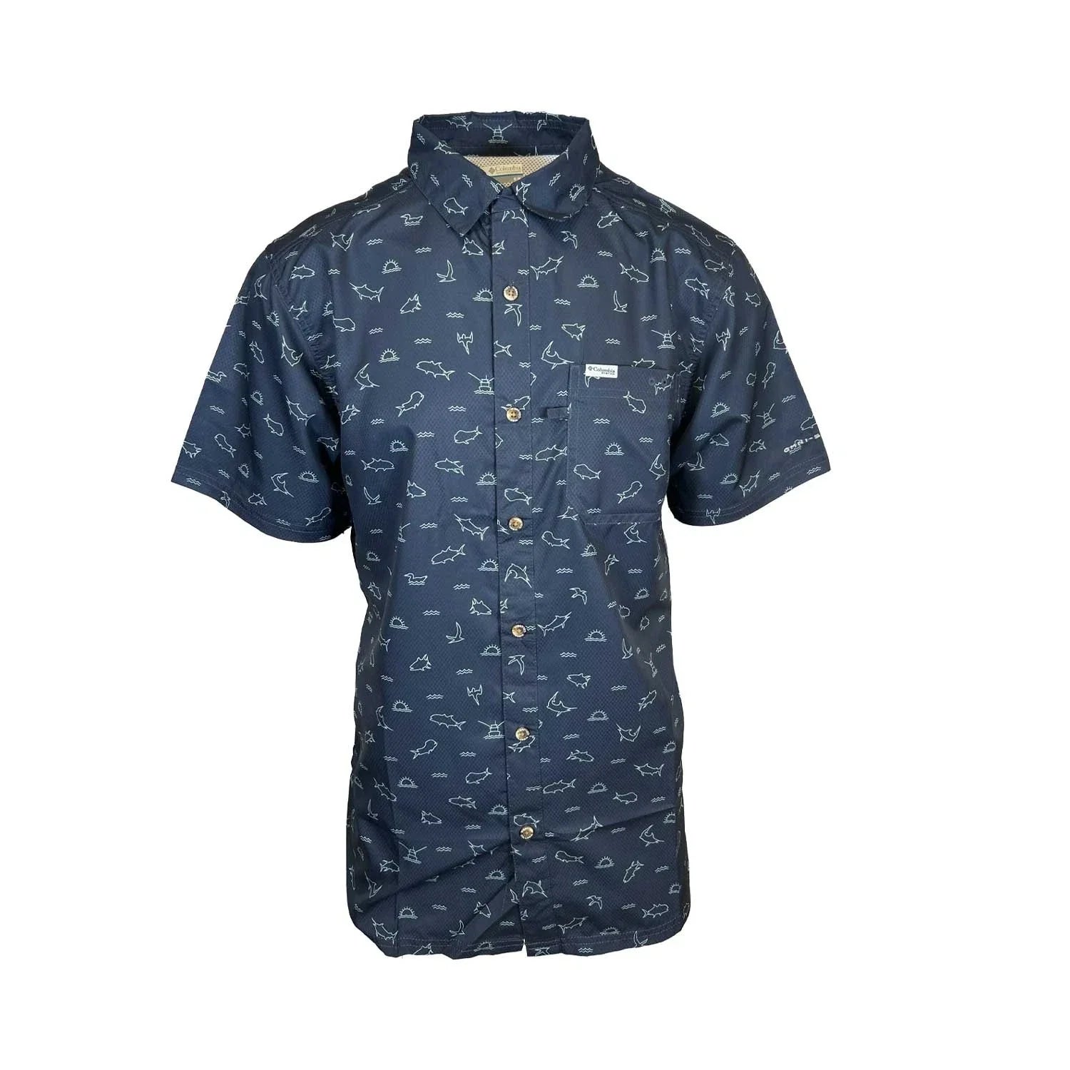 Columbia Men's Blue Shirt Omni-Wick Super Slack Tide S/S (504)