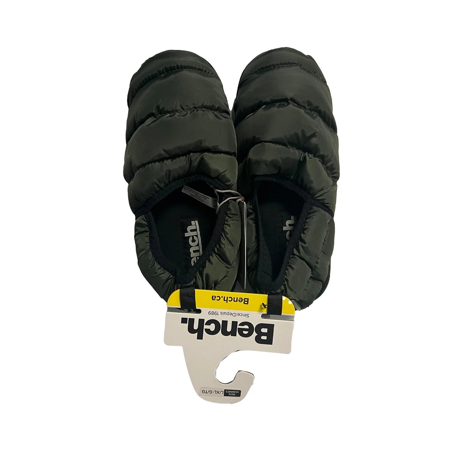 Bench Men's Dark Olive Puffer Slippers with Rubber Sole FiberFill (S02)