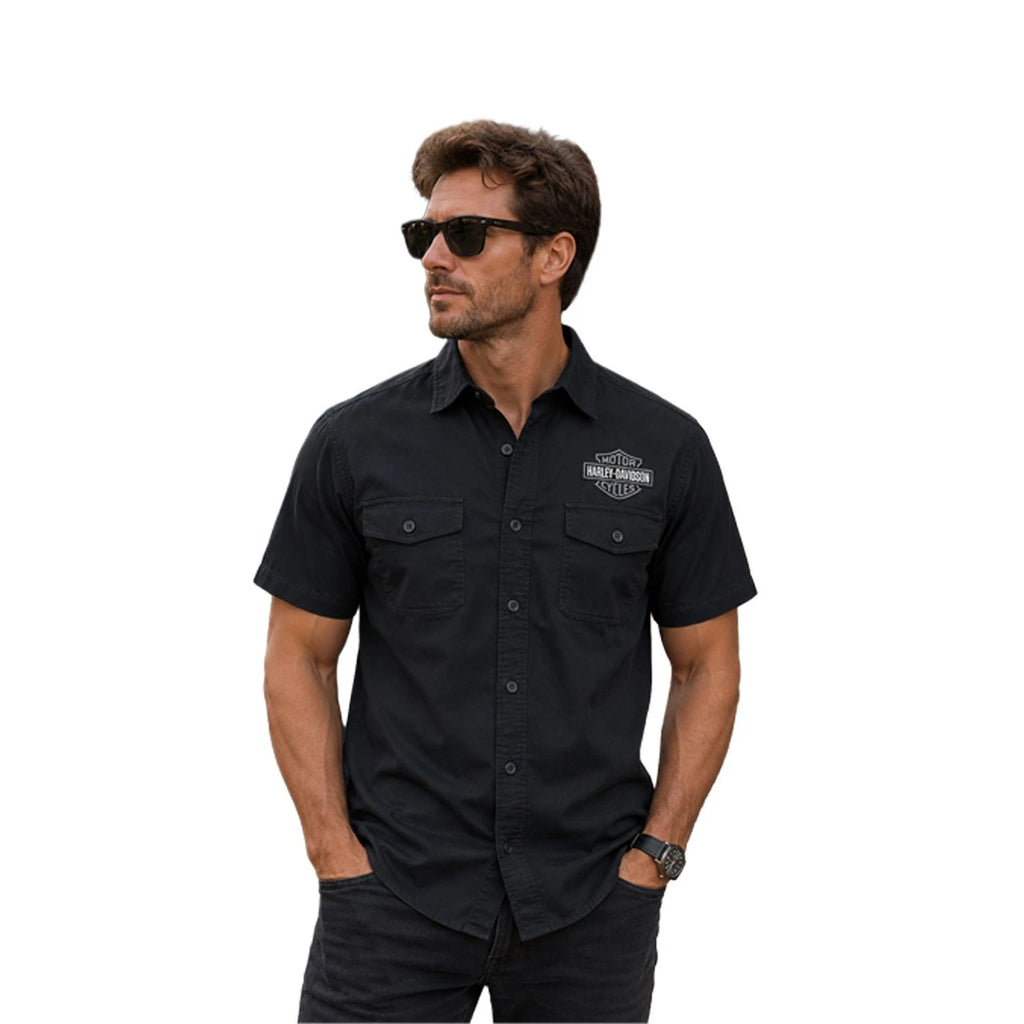 HD Brand Men's Black Shirt Ashes Lightweight Cotton Twill S/S (S346)