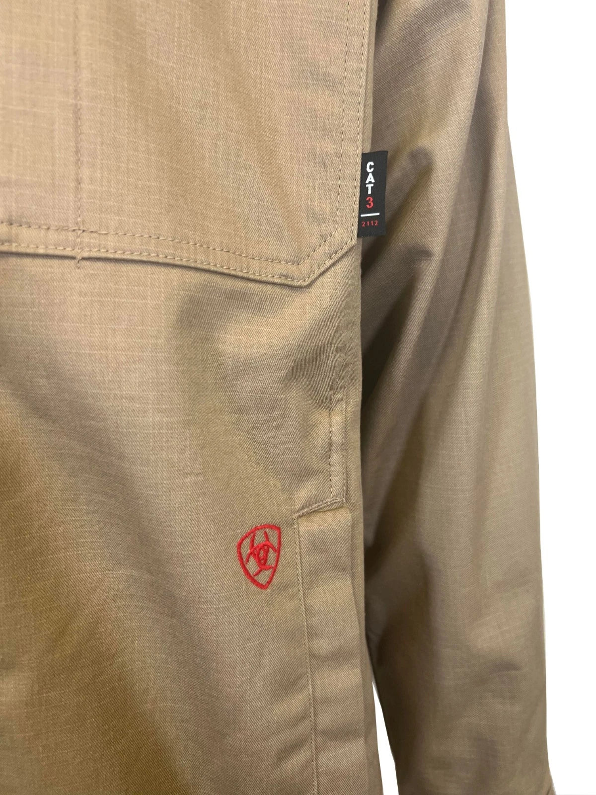 Ariat FR Men's Khaki Shirt Ripstop Softshell Flame Resistant Long Sleeve (S57)