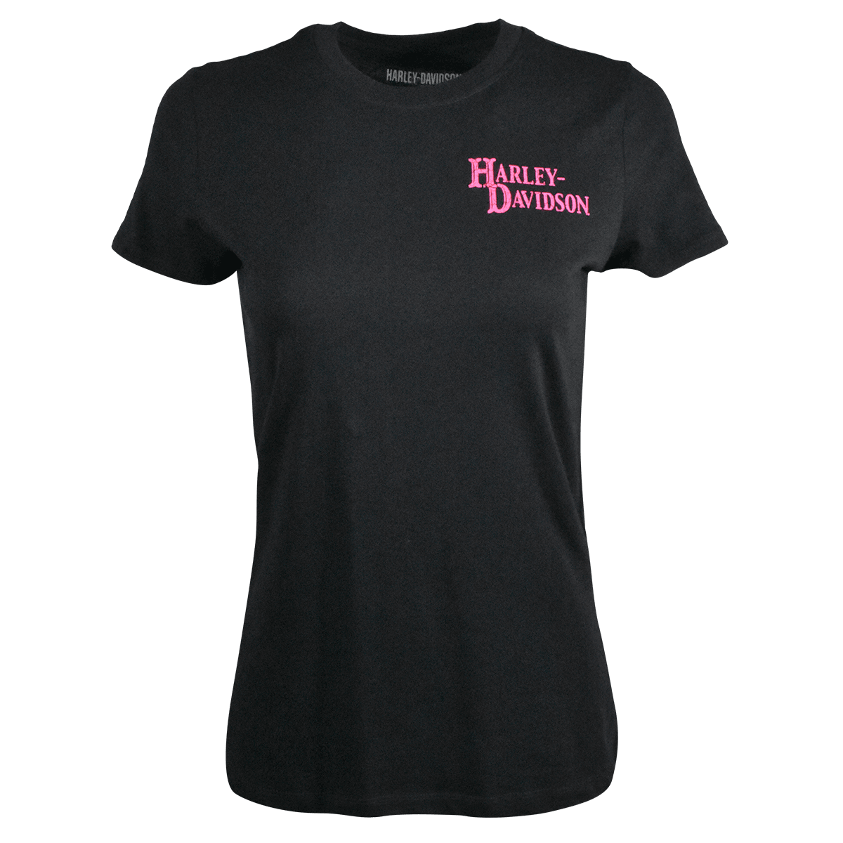 HD Branded Women's Black Pink Logo Graphic Print Short Sleeve Tee (S16)