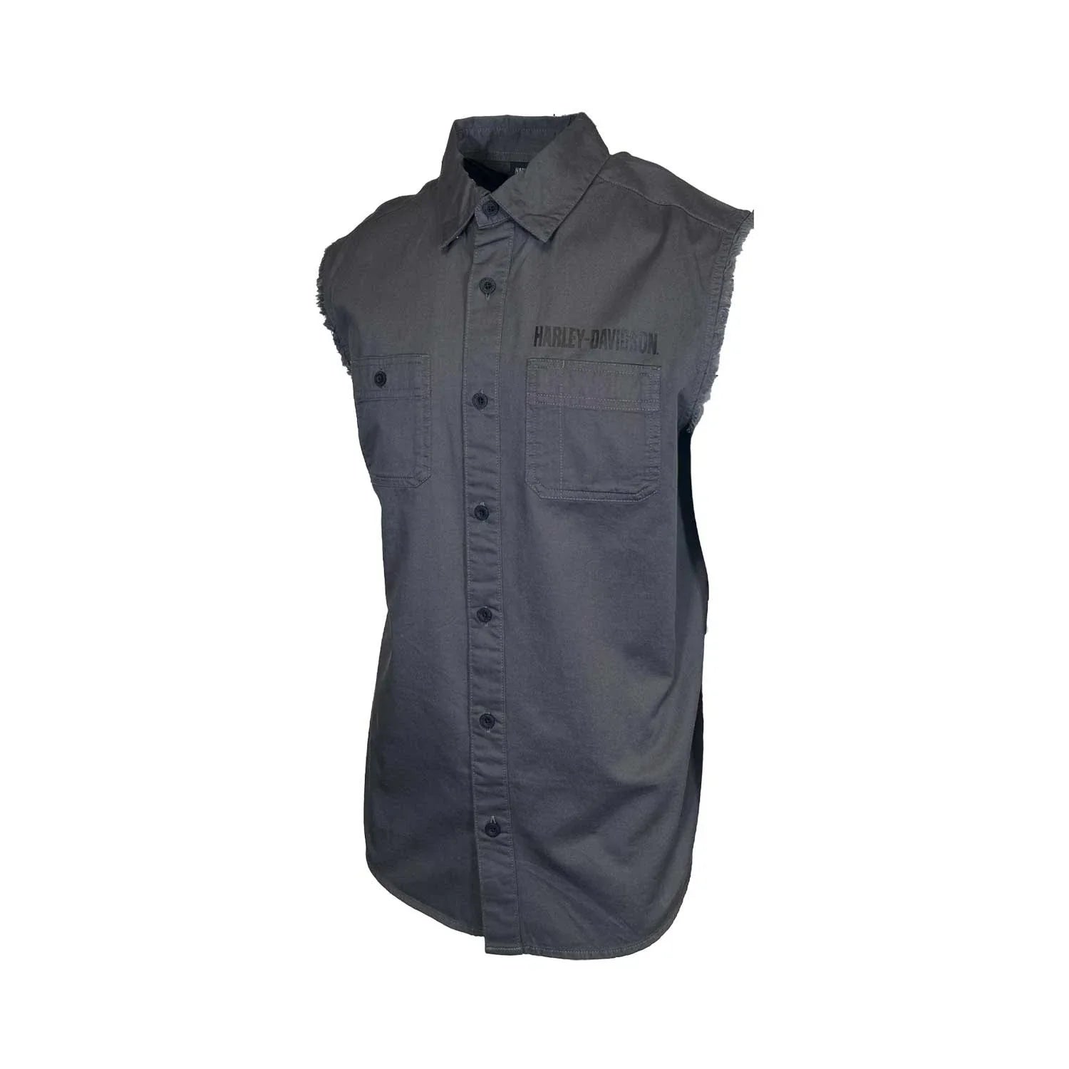 HD Branded  Men's Dark Grey Vest Logo Patch Sleeveless Shirt (S68)
