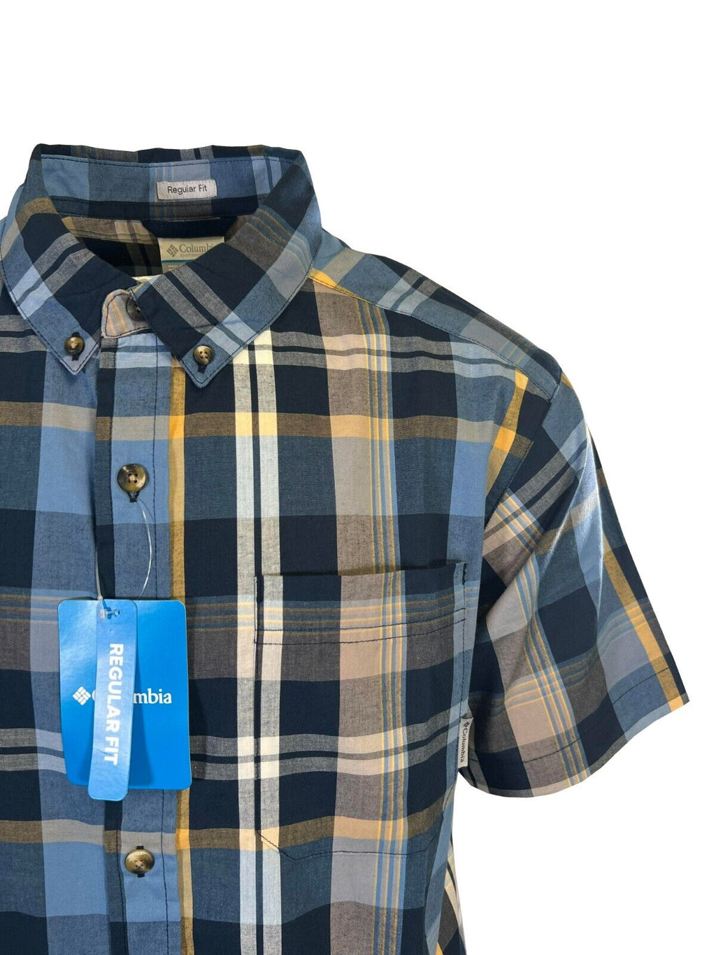 Columbia Men's Collegiate Navy Multi Plaid Rapid Rivers II S/S Shirt (462)