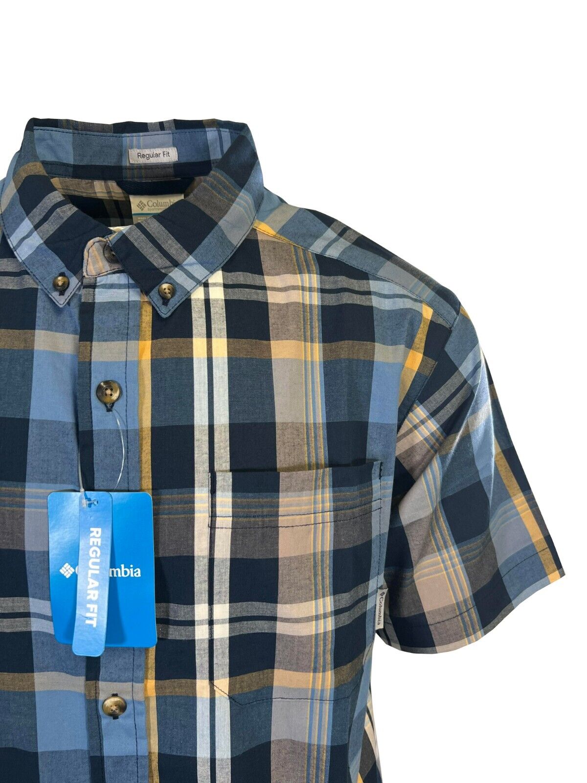 Columbia Men's Collegiate Navy Multi Plaid Rapid Rivers II S/S Shirt (462)
