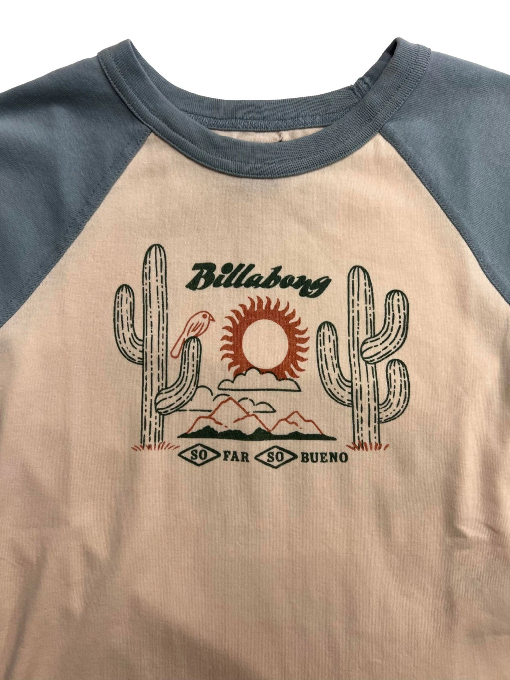Billabong Women's Mineral Blue T-Shirt - Forever Had Short Sleeve Raglan (S05)